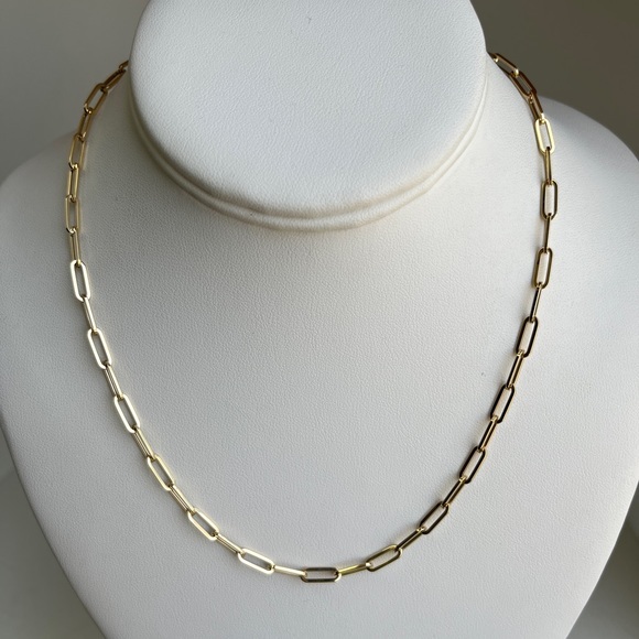 14K Yellow Gold paperclip Chain Necklace 18” inches